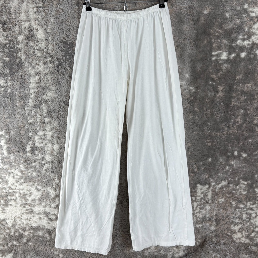Garnet Hill Size XS Minimalist Wide Leg Casual Pants White Pull On Cotton